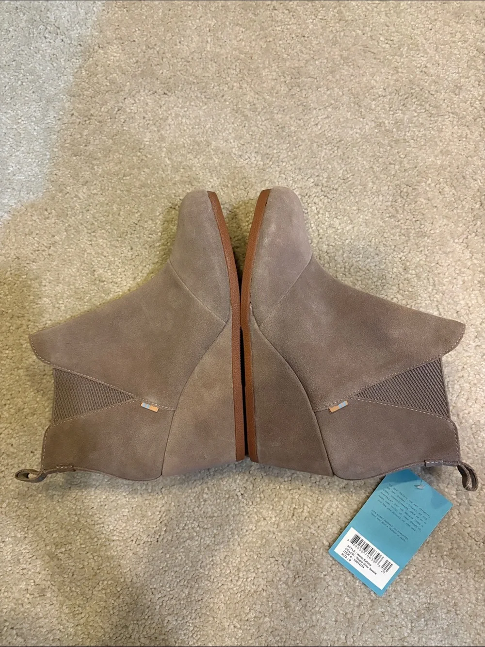 Toms Taupe Suede Wedge Ankle Booties-Size 9